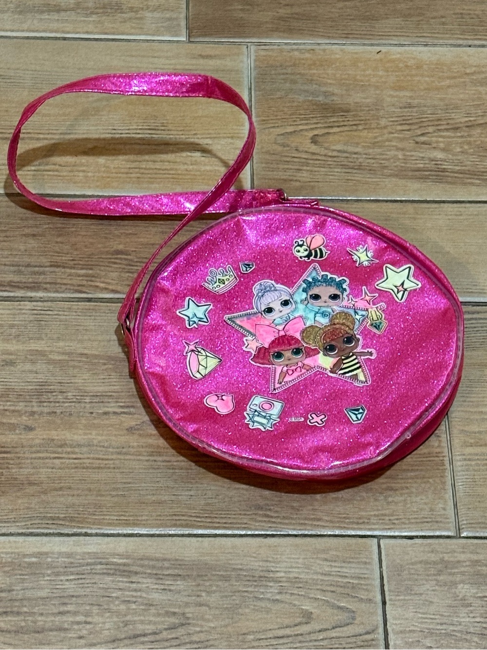 L.O.L. Surprise! Hot Pink Glitter Round Crossbody Bag